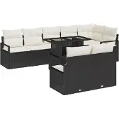 vidaXL Gartensofa-set 9 stk. 8-Sitzanzahl Schwarz und Creme