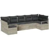 vidaXL Sofa Set 7 stk. Hellgrau [Synthetisch]: Poly Rattan
