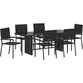 vidaXL Garten Essgruppe 7 stk. Schwarz Poly-Rattan