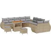 vidaXL Garten-Sofa-Set 13 stk. 13-Sitzanzahl Beige und Hellgrau