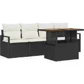 vidaXL Garten-Sofa-Set 5 stk. 4-Sitzanzahl Schwarz und Creme