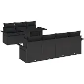 vidaXL Gartensofa-set 8 stk. Schwarz [Synthetisch]: Poly Rattan