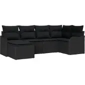 vidaXL Gartensofa-set 6 stk. Schwarz Poly-Rattan