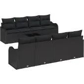 vidaXL Gartensofa-set 9 stk. 8-Sitzanzahl Schwarz
