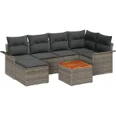 vidaXL Gartensofa-set 7 Stk. Grau Poly-Rattan