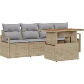 vidaXL Garten-Sofa-Set 5 Stk. 4-Sitzanzahl Beige und Hellgrau