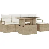 vidaXL Garten-Sofa-Set mit Kissen 6 pcs Beige und Creme