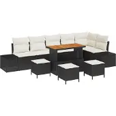 vidaXL Gartensofa-set 10 stk. 9-Sitzanzahl Schwarz Poly Rattan