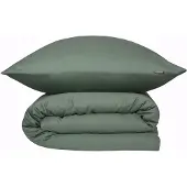 Schiesser Bettwäscheset Ella | Baumwollsatin | 2-teilig | Unifarben | 100% Baumwolle | Seidig glatt | YKK-Reißverschluss | 155x220 cm + 80x80 cm | Dunkelgrün