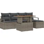 vidaXL Gartensofa-set 6 Stk. Grau Poly-Rattan