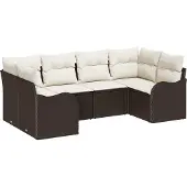 vidaXL Garten-Sofa-Set 6 Stk. Braun und Weiß Poly Rattan