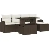 vidaXL Gartensofa-set 6 Stk. Braun Poly-Rattan