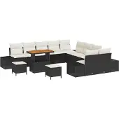 vidaXL Gartensofa-set 13 stk. 12-Sitzanzahl Schwarz Poly Rattan