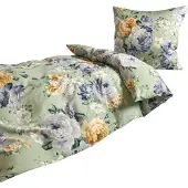 TRAUMSCHLAF Mako-Satin Bettwäsche Rosi grün 155x220 cm + 80x80 cm