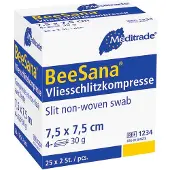 Meditrade BeeSana Vliesschlitzkompresse, unsteril, 4-fach, 30 g, 7,5 x cm, 1 Packung = 100 Stück St Kompressen