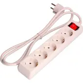 EDM Steckdosenleiste Mit 5 Steckdosen Und Schalter 3x1.5 Mm 1.5 M Weiß One Size / EU Plug Weiß One Size