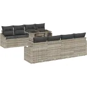 vidaXL Garten-Sofa-Set 9 stk. Hellgrau Poly-Rattan