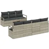 vidaXL Sofa Set mit Kissen 8 pcs Hellgrau Poly Rattan