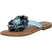 Lazamani Pantoletten Damen Blau Leder