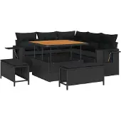 vidaXL Gartensofa-set 8 stk. Schwarz Poly-Rattan