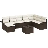 vidaXL Gartensofa-set 9 stk. Grau Poly Rattan