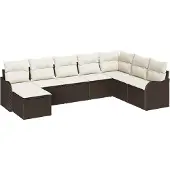 vidaXL Gartensofa-set 8 stk. Braun Poly-Rattan