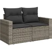 vidaXL Gartensofa-set 12 stk. 8-Sitzanzahl Grau Poly-Rattan