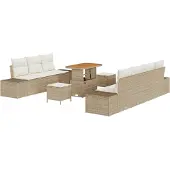 vidaXL Gartensofa-set 10 stk. 9-Sitzanzahl Beige Poly Rattan