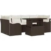 vidaXL Gartensofa-set 7 stk. 6-Sitzanzahl Braun Poly Rattan