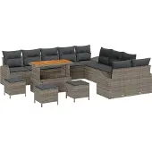 vidaXL Garten-Sofa-Set 14 stk. 13-Sitzanzahl Grau