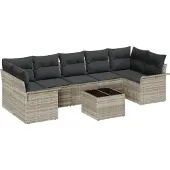vidaXL Gartensofa-set 8 stk. Hellgrau und Dunkelgrau Poly-Rattan
