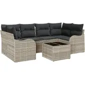vidaXL Garten-Sofa-Set 7 stk. 6-Sitzanzahl Hellgrau und Dunkelgrau