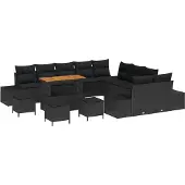 vidaXL Gartensofa-set 14 stk. Schwarz Poly-Rattan