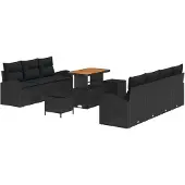 vidaXL Garten-Sofa-Set 10 stk. 9-Sitzanzahl Schwarz