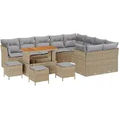 vidaXL Gartensofa-set 13 stk. 9-Sitzanzahl Beige und Hellgrau