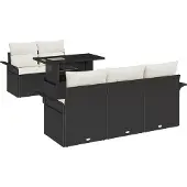 vidaXL Gartensofa-set 6 stk. Schwarz [Synthetisch]: Poly Rattan