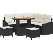 vidaXL Gartensofa-set 8 stk. 7-Sitzanzahl Schwarz Poly Rattan