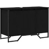 vidaXL Waschbeckenschrank Schwarz Eichen-Optik 91 x 35 x 60 cm
