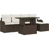 vidaXL Sitzgruppe für den Outdoor 6 Stk. Braun Poly Rattan