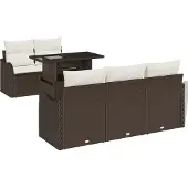 vidaXL Gartensofa-set mit Kissen 6 pcs Braun Poly-Rattan