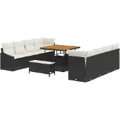 vidaXL Garten-Sofa-Set 11 stk. 10-Sitzanzahl Schwarz und Creme