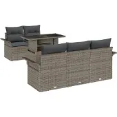 vidaXL Gartensofa-set 6 Stk. Grau [Synthetisch]: Poly Rattan