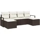 vidaXL Sofa Set 6 stk. Braun [Synthetisch]: Poly Rattan