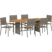 vidaXL Garten Essgruppe 7 Stk. Grau Poly-Rattan