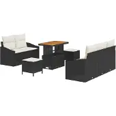vidaXL Garten-Sofa-Set 8 stk. 7-Sitzanzahl Schwarz und Creme