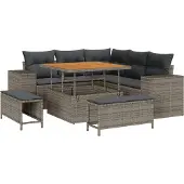 vidaXL Gartensofa-set 8 stk. 7-Sitzanzahl Grau Poly-Rattan