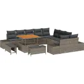 vidaXL Gartensofa-set 13 stk. 12-Sitzanzahl Grau Poly Rattan