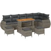 vidaXL Gartensofa-set 9 stk. 9-Sitzanzahl Grau Poly Rattan
