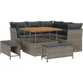 vidaXL Gartensofa-set 8 stk. 5-Sitzanzahl Grau Poly-Rattan