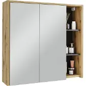 Vicco Badspiegelschrank Viola Artisan/Grau 80 x 75 cm mit offenen Regalen, Model 54859
